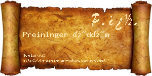 Preininger Ádám névjegykártya